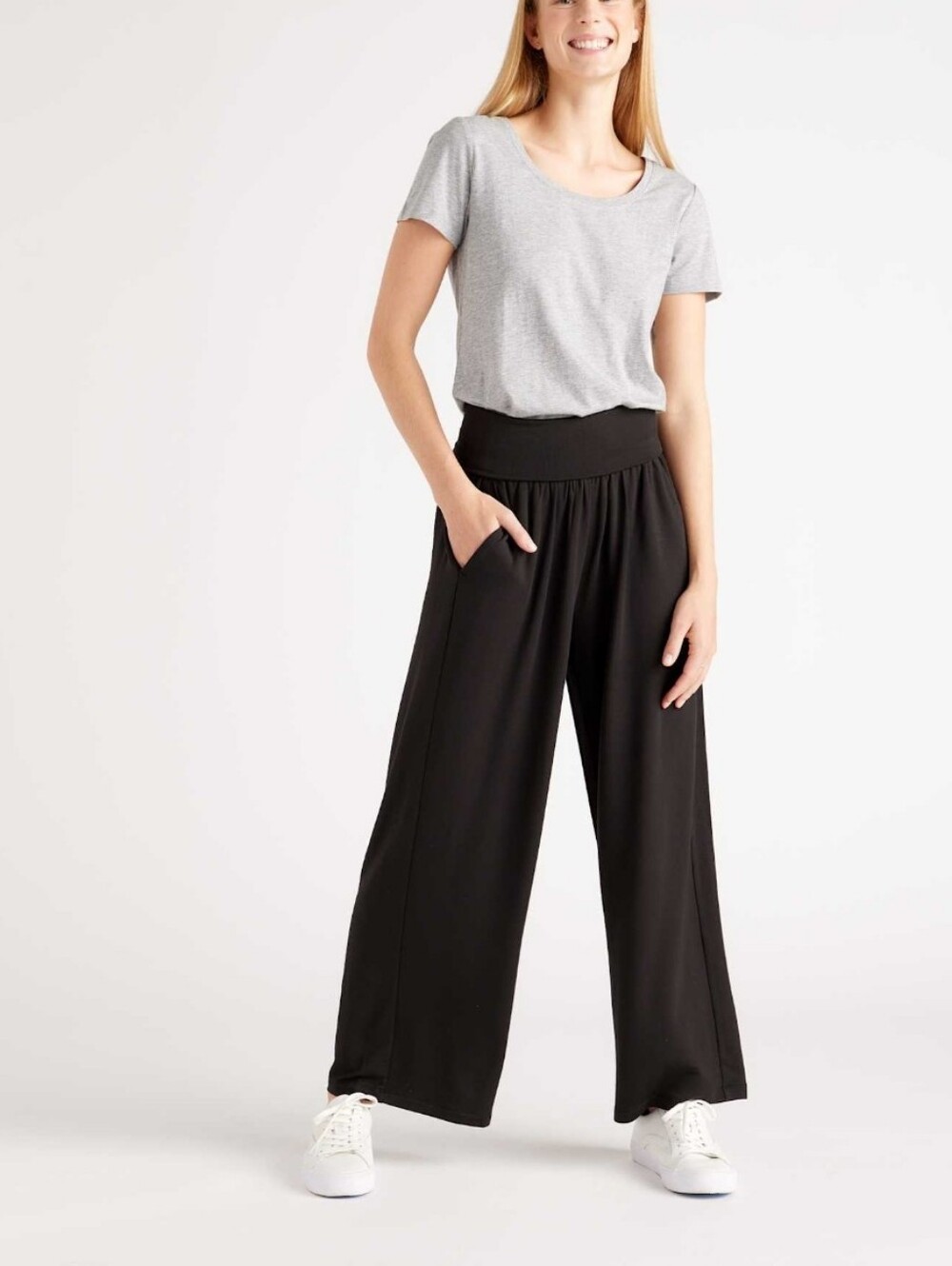 Quince French Terry Modal Wide Leg Pant Size XL Black Cozy Soft
